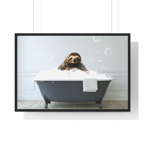 Sloth in Bathtub Art Print: Funny Bathroom Decor (Digital Download)