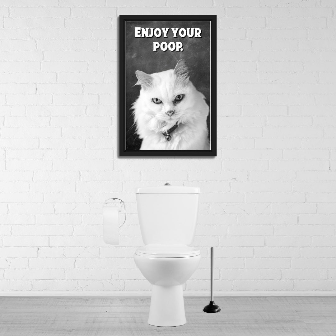Cat Selfie Funny Wall Art, Bathroom Quotes, Funny Bathroom Print ...