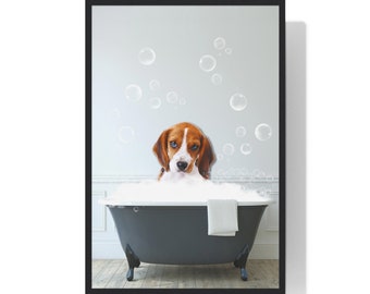 Beagle Wall Art, Funny Bathroom Print, Dog Bathroom Print, Bathroom Art, Beagle Printable, Whimsy Animal Art