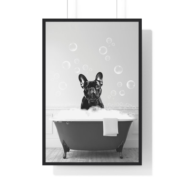 French Bulldog Wall Art, Funny Bathroom Print, Dog Bathroom Print, Bathroom Art, French Bulldog Printable, Black and White