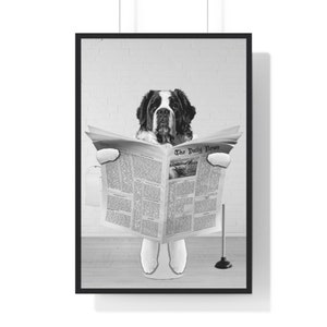 Funny Saint Bernard Bathroom Art Print: Toilet Newspaper Poster (Digital Download)