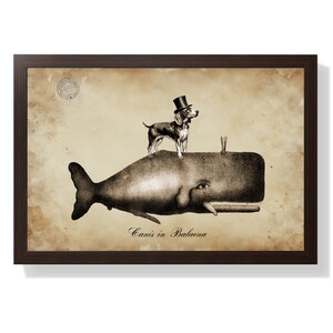 Beagle Dog Riding Whale Art Print: Funny Bathroom Decor (Digital Download)