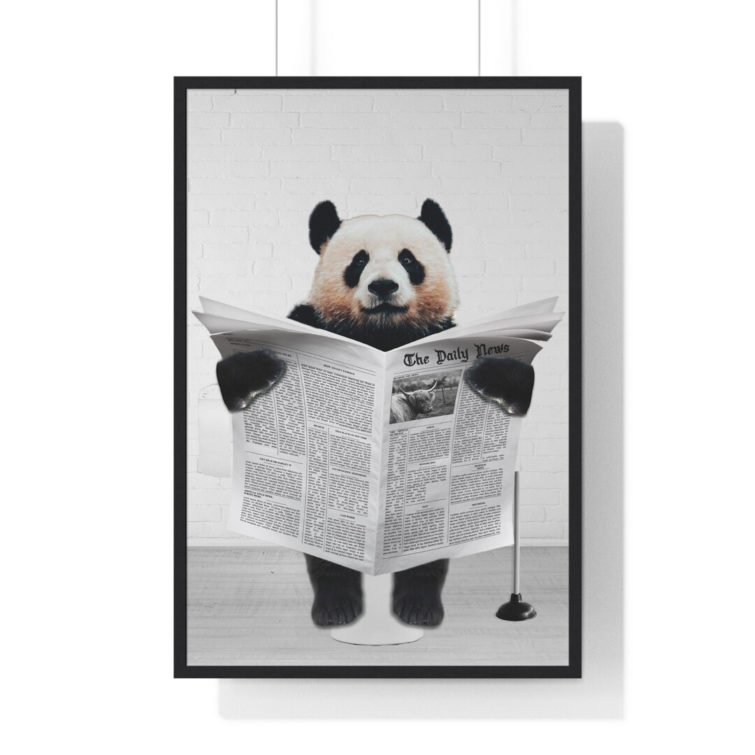 Funny Panda Bear Bathroom Art Print: Toilet Newspaper (digital Download ...