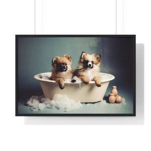 Pomeranian Wall Art, Funny Bathroom Print, Dog Bathroom Print, Pomeranian Printable, Whimsical Animal Art
