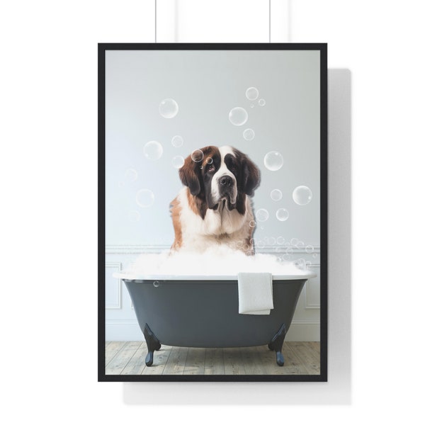 Saint Bernard Wall Art, Funny Bathroom Print, Dog Bathroom Print, Saint Bernard Printable, Whimsical Animal Art