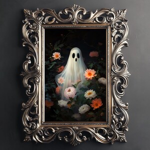 Floral Ghost Portrait: Spooky Halloween Printable (Digital Download)
