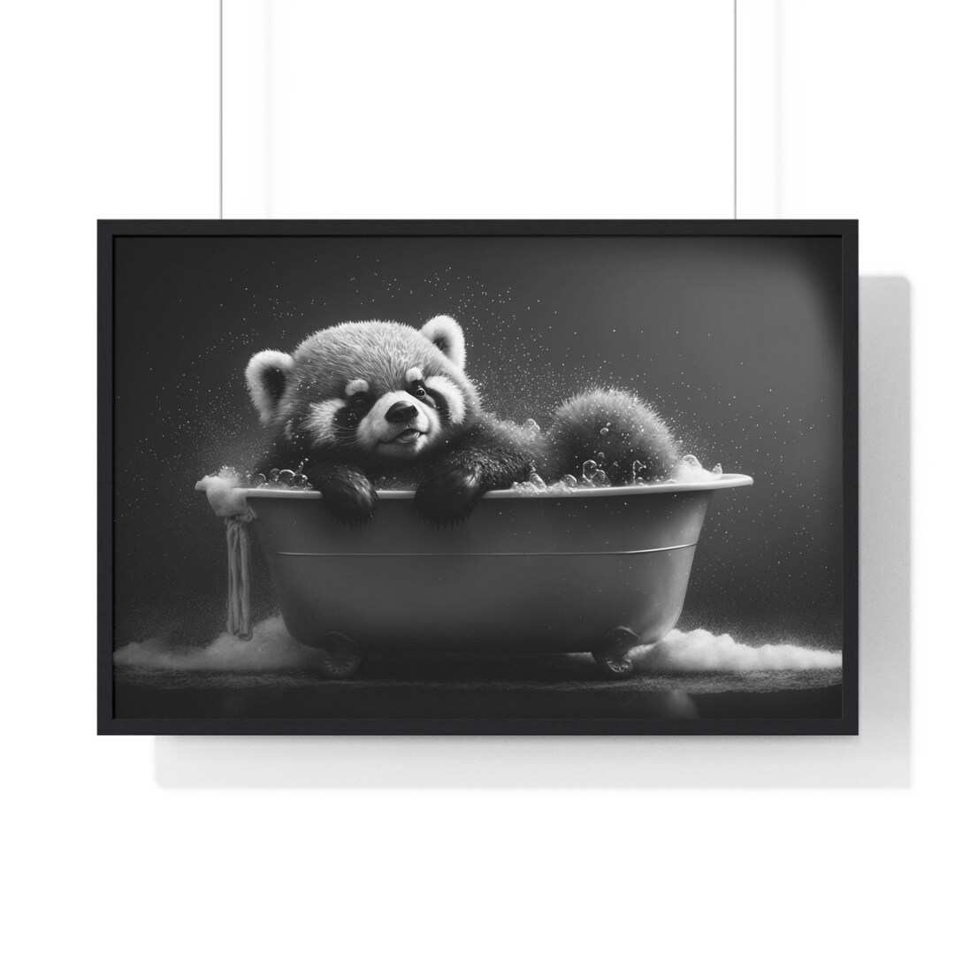 Red Panda in Bathtub Print: Funny Bathroom Animal Art (digital Download ...