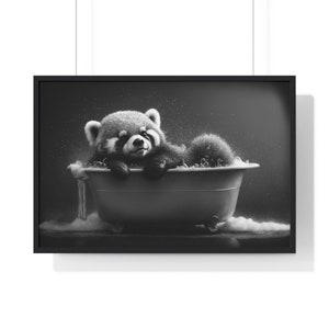 Red Panda in Bathtub Print: Funny Bathroom Animal Art (Digital Download)