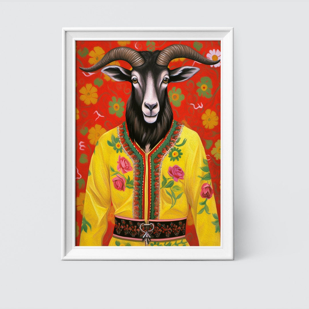 Goat Robe Baphomet Fashion Print: Goat in Yellow Robe (digital Download) - Etsy