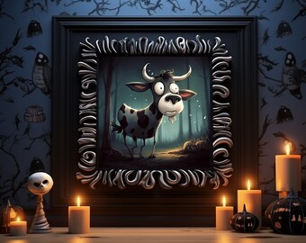Cow Gothic Art Print: Spooky Home Decor (Digital Download)