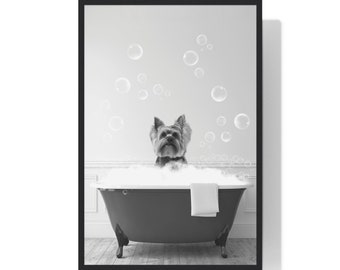 BAYOGITA 2 Asciugamani Da Bagno Con Disegno Yorkie | 40,6 X 61 Cm | In Microfibra Morbida | Regalo Per Amanti Dei Cani E Decorazione Bagno