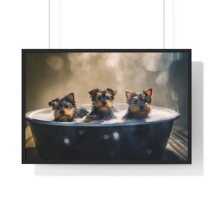 Yorkshire Terrier Wall Art, Funny Bathroom Print, Dog Bathroom Print, Yorkshire Terrier Printable, Whimsical Animal Art
