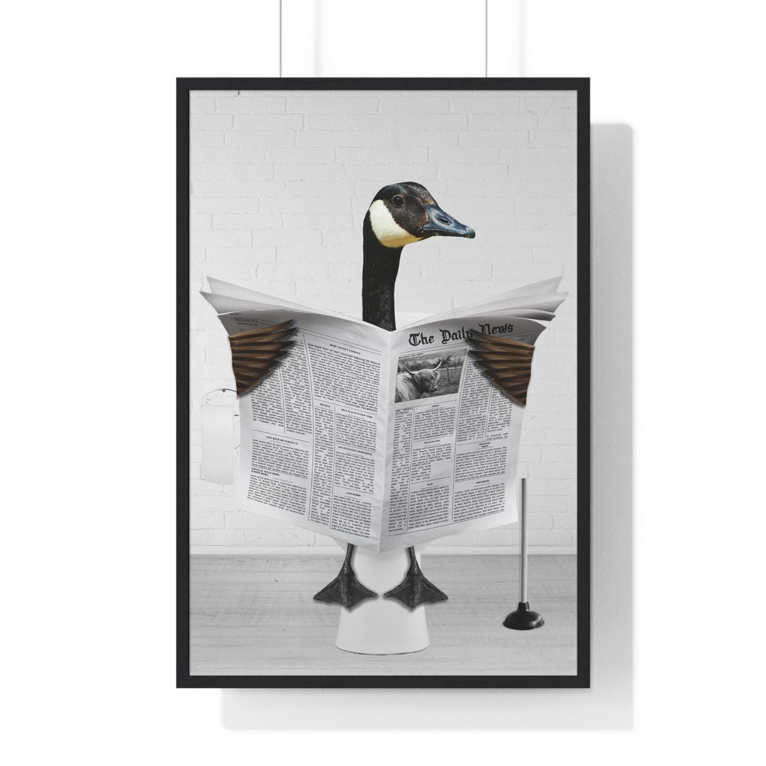 Goose Wall Art, Funny Bathroom Print, Toilet Poster, Bathroom Art