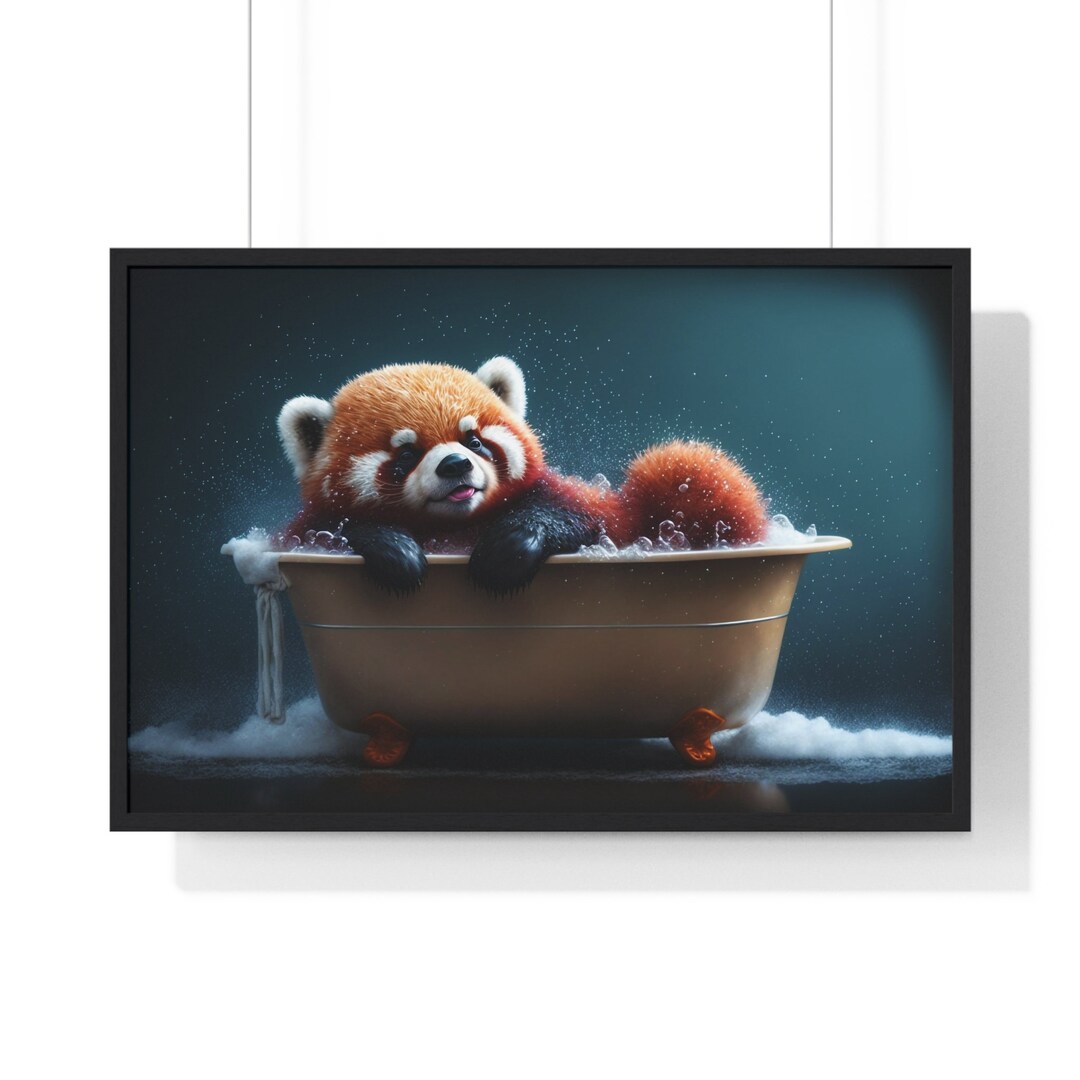 Red Panda in a Bathtub Print, Funny Bathroom Print, Animal in Bathtub ...