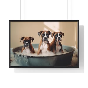 Funny Boxer Dog Bathroom Art Print: Whimsical Animal Wall Decor (Digital Download)
