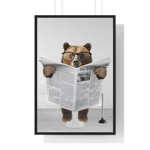 Funny Bear in Toilet Print: Whimsical Bathroom Art (Digital Download)