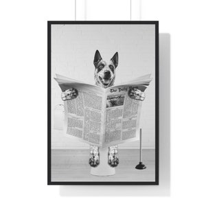 Australian Cattle Dog Wandkunst, lustiges Badezimmer Poster, Toiletten Poster, Badezimmer Kunst, Australian Cattle Dog druckbar, schwarz weiß