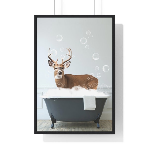 Deer Buck Art, Funny Bathroom Print, Animal Bathroom Print, Deer Printable, Whimsical Animal Art