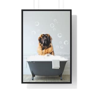 Funny Leonberger Bathroom Art Print: Whimsical Dog (Digital Download)
