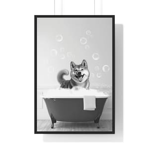 Funny Shiba Inu Wall Art, Funny Bathroom Print, Dog Bathroom Print, Bathroom Art, Shiba Inu Printable, Black and White