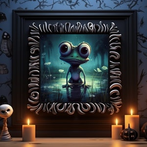 Frog Gothic Wall Art Print, Home Decor, Digital Art Print, Horror Art, Halloween Art