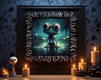 Gothic Frog Art Print: Spooky Halloween Decor (Digital Download)