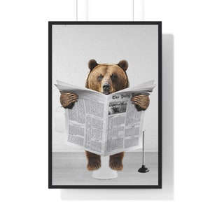Funny Bear in Toilet Print: Whimsical Bathroom Wall Art (Digital Download)