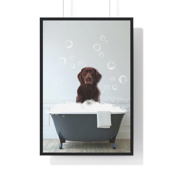 Chocolate Lab Wall Art, Funny Bathroom Print, Dog Bathroom Print, Bathroom Art, Chocolate Lab Printable, Whimsical Animal Art