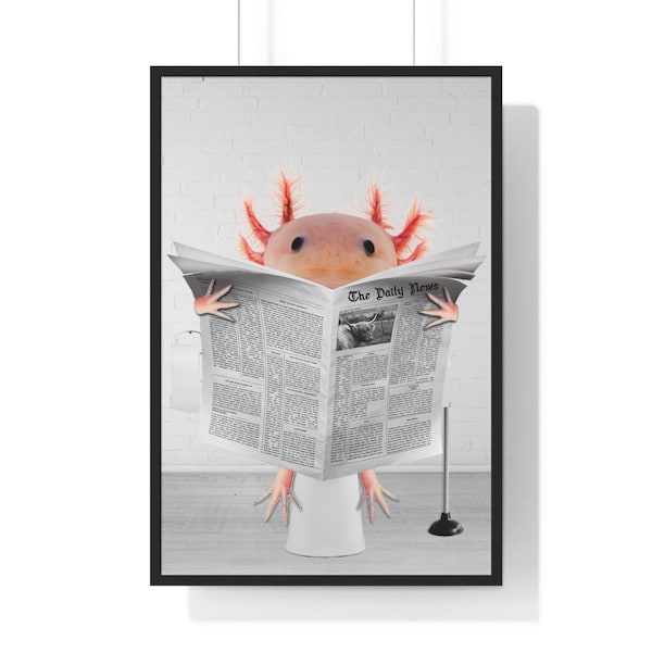 Axolotl Print, Funny Bathroom Decor, Axolotl in Toilet, Animal in toilet, Whimsy Animal Art, Kids Bathroom Wall Art