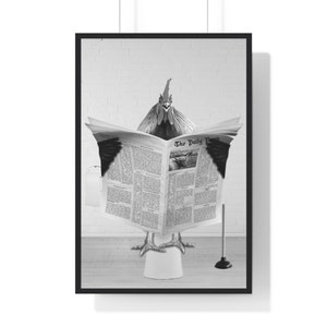Funny Rooster Bathroom Print: Toilet Newspaper Art (Digital Download)