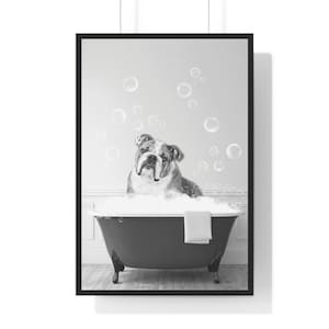 English Bulldog Wall Art, Funny Bathroom Print, Dog Bathroom Print, Bathroom Art, English Bulldog Printable, Black and White