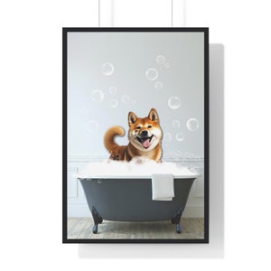 Funny Shiba Inu Wall Art, Funny Bathroom Print, Dog Bathroom Print, Bathroom Art, Shiba Inu Printable, Whimsical Animal Art