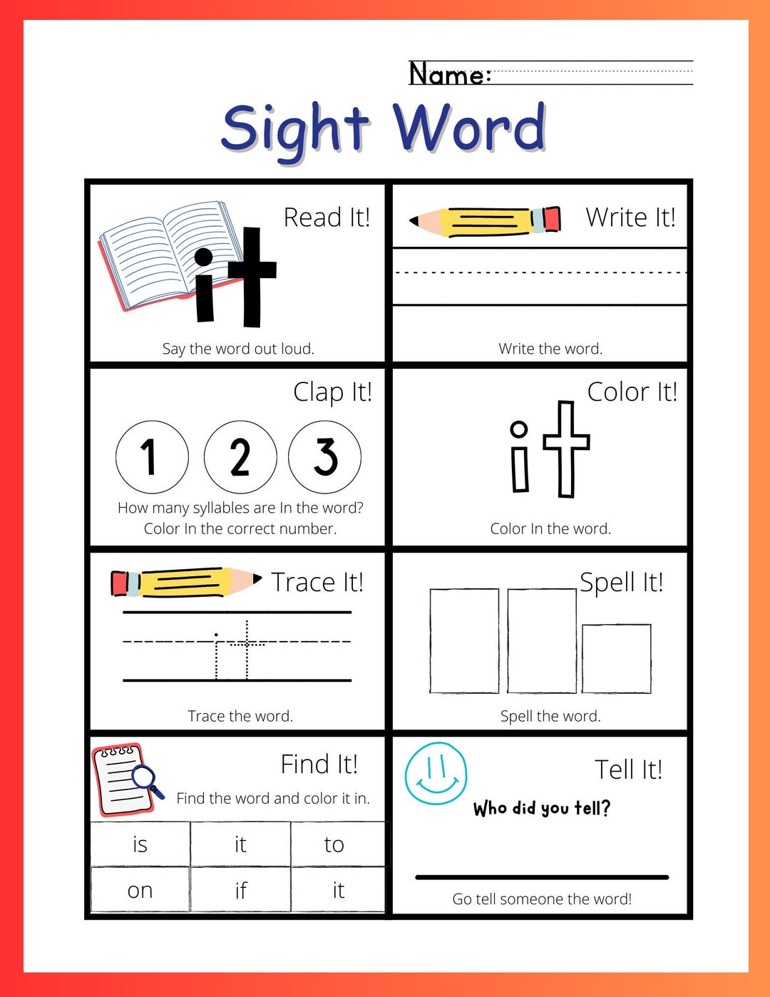 22 Two Letter Sight Words Home Schooling Work Sheets Etsy