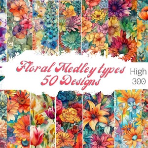 Archivo de repetición de patrón sin costuras con estampado floral de primavera y verano para impresión de tela por sublimación para uso comercial