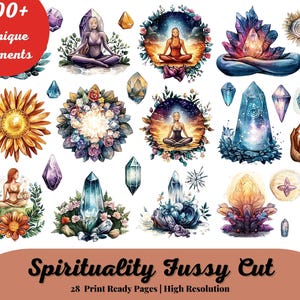 Spirituality Clipart Fussy Cut, Sacred Symbol Illustrations, Mystical Art, Instant Digital Download, Unlimited Commercial Use for Crafts