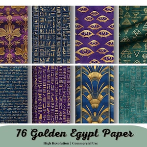Golden Egypt Paper, Egyptian Digital Paper, Hieroglyphics Scrapbook Paper instant download for commercial use