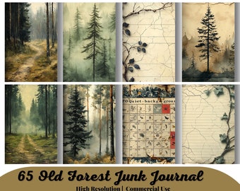 Kit de 65 cuadernos basura Old Forest, papeles góticos, álbumes de recortes, insertos antiguos, efímeras vintage, hojas de collage, carpeta digital, descarga instantánea