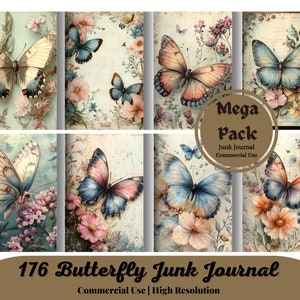 176 Aquarell Schmetterling Junk Journal Kit Fantasy Schmetterling Journal Seite Junk Journal druckbare Papier Digitale Collage Blatt Sofort-Download