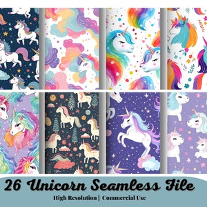 26 Unicorn Seamless File | Digital Seamless Patterns| Papers Sublimation| Sublimate File Cake| Topper Tumbler Wrap Transfer File