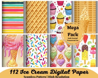 112 SALE Ice cream digital paper candy pattern pineapple pattern cupcake digital paper summer background wafer sprinkles paper lollipop