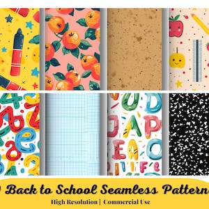 40 Back to School Seamless Patterns, JPG & SVG Digital Paper Pack, Back to School, Seamless Pattern, Teacher, School Backgrounds, Patterns