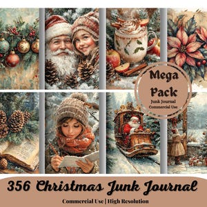 356 aquarelles de fournitures pour carnet de Noël vintage papiers de scrapbooking de Noël shabby chic fond de Noël image de Noël imprimable