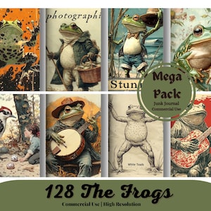 Die Frösche, Tier Digital, Trade Card, ATC, Woodland, digitale Bilder, Ephemera Classic, Scrapbook Animal, Vintage Art, Verschönerung
