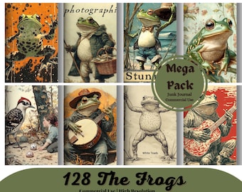 The Frogs, Animal Digital, Trade Card, ATC, Woodland, Digital Images, Ephemera Classic, Scrapbook Animal, Vintage Art, Embellishment