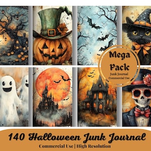 140 Halloween Junk Journal Kit | Junk Journaling Ephemera | Journal Pages | Journaling Supplies | Digital Collage Sheet |Halloween Printable