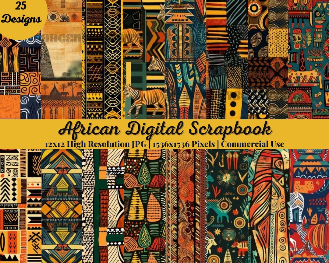 25 Hand Made African Digital Scrapbook Paper | African Background ...