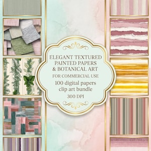 Stripe Overlay PNG Bundle, Hand Painted Stripes Clipart, Cottagecore Seamless Pattern, Blush Sage Neutral Stripe Digital Paper Set