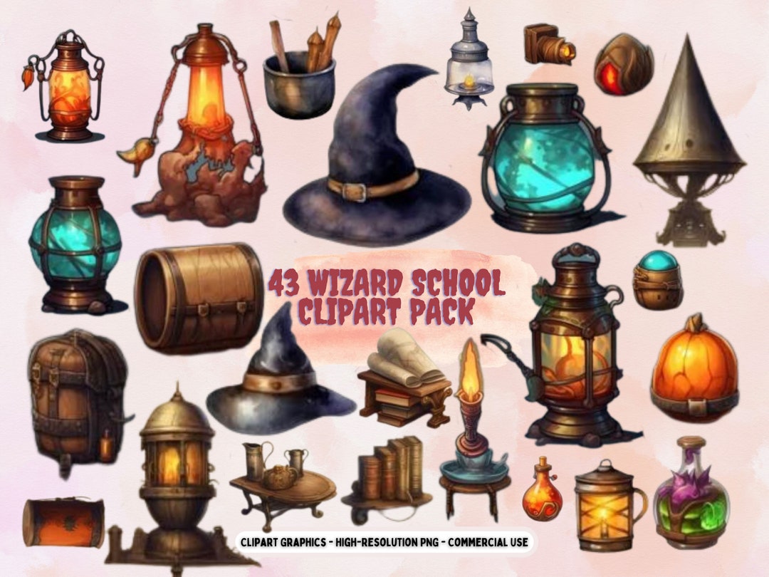 43 Wizard School Clipart Pack Commercial Use clip Art Images, Seamless ...