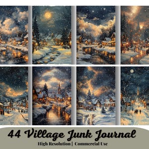 44 Little Village by Night, descarga instantánea, imágenes prediseñadas de invierno, imágenes navideñas, uso comercial, manualidades de papel, diario basura, álbumes de recortes