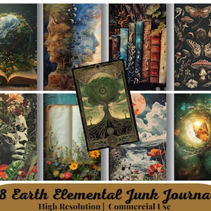 28 Earth Elemental Junk Journal, Printable, Ephemera, Astrological Nature Pockets, Digital Download, Tags, Envelopes Lined Page, Scrapbook